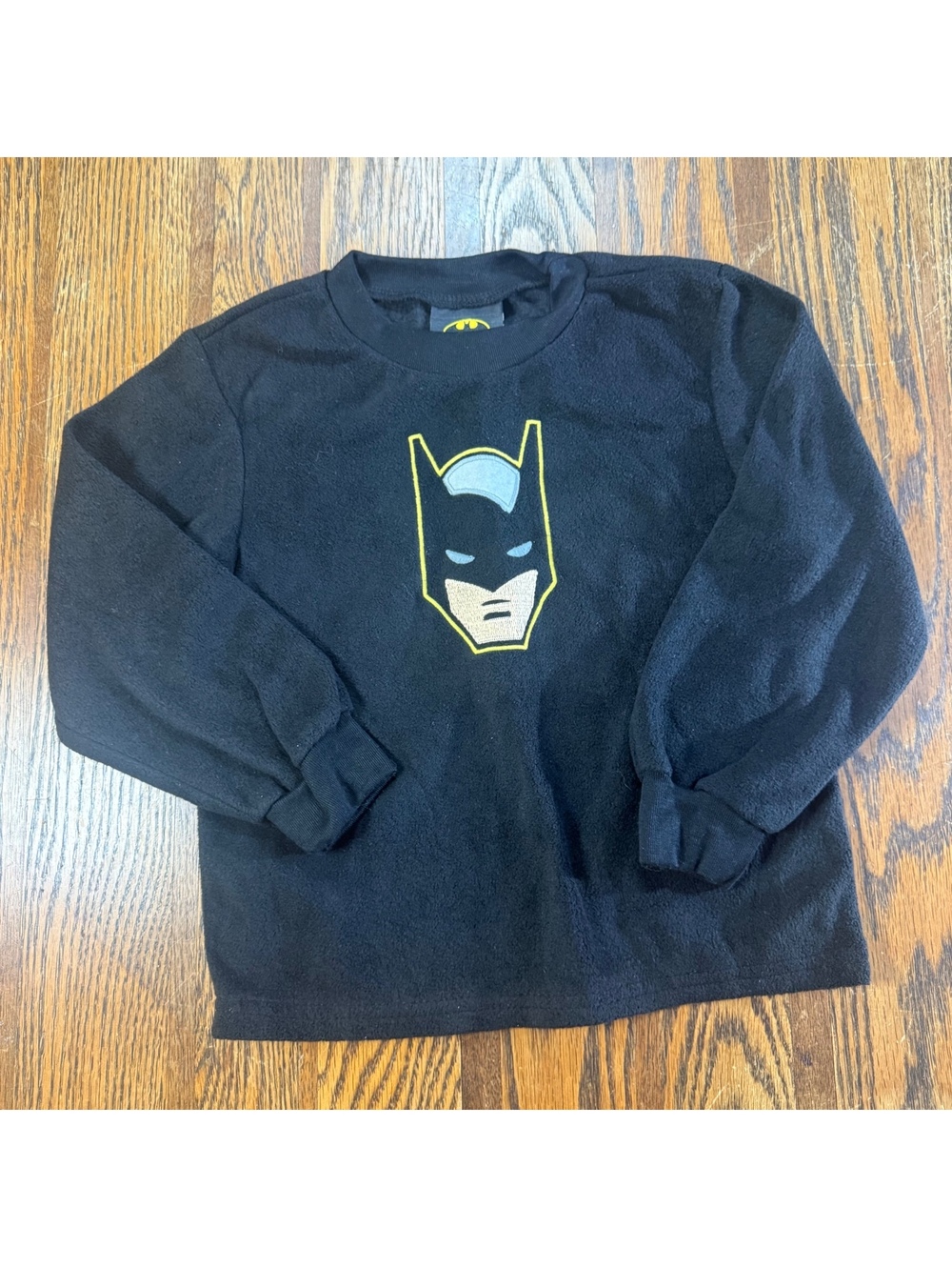 Batman Boys Fleece Pajama Top Black Long Sleeve Pullover Crewneck Size 4T